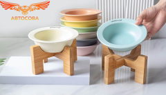 Керамическая миска для кошек зеленая